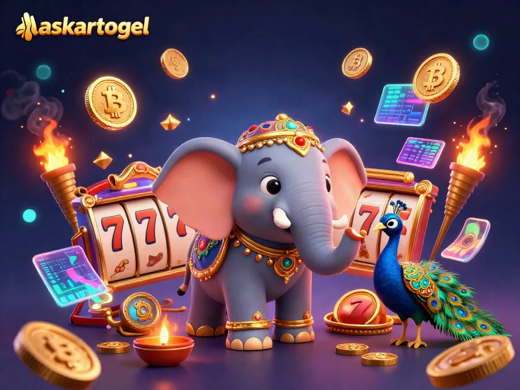 Engage with the vibrant laskartogel casino scene featuring dynamic slot reels and colorful characters.