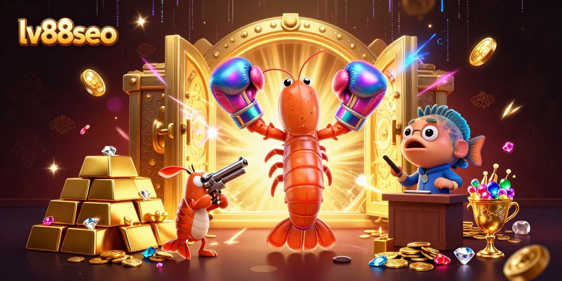 Engage with thrilling action at lv88seo featuring vibrant shrimp characters illuminating a jackpot scene.