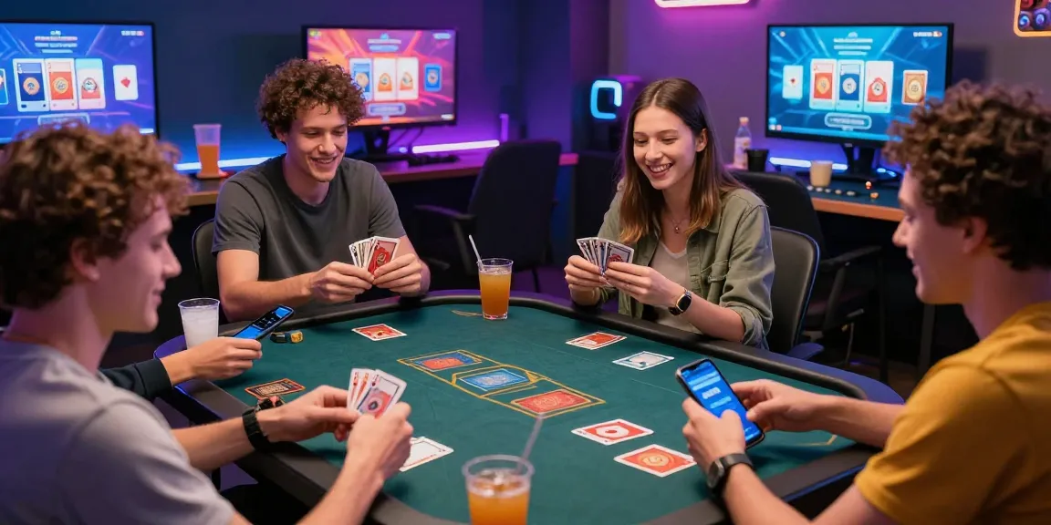 Engaging card game app scene with players enjoying vibrant gameplay and colorful graphics, showcasing the excitement of real-money gaming.