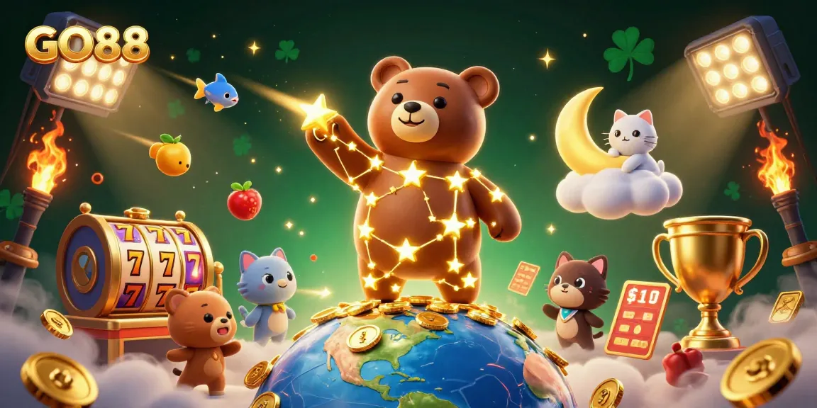 Experience the thrilling excitement of GO88 with vibrant slot games and animated characters.