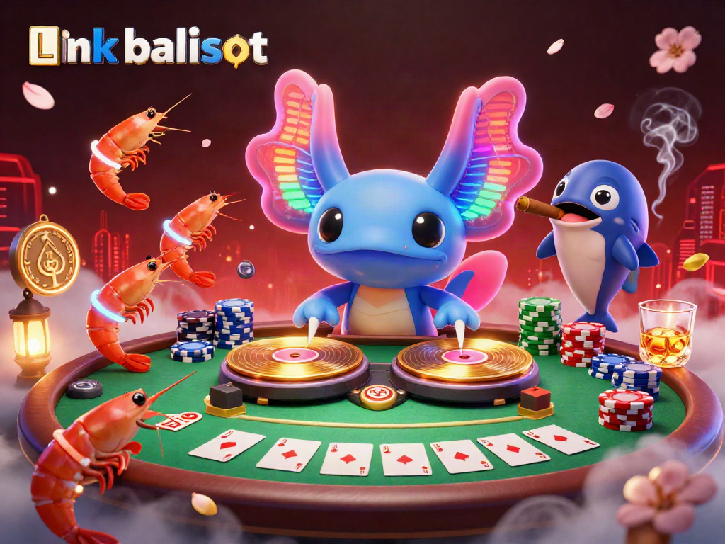 Experience thrilling casino action with Link balislot in a vibrant 3D cartoon scene featuring playful aquatic characters.