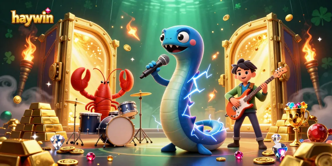 Experience the excitement of haywin with dynamic underwater casino illustration featuring colorful characters and treasures.
