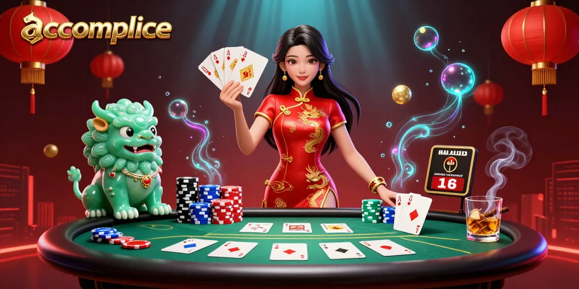 Experience thrilling gameplay at accomplice, featuring poker tables and vibrant characters in a dynamic online casino.