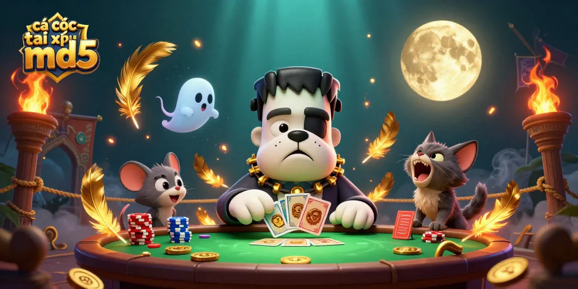 Engage in cá cược tài xỉu md5 with energetic 3D characters at a vibrant casino table.