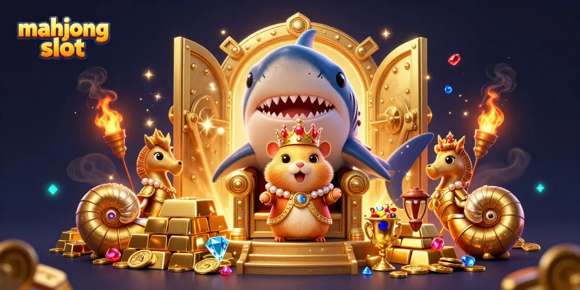 Experience the excitement of the mahjong slot with a charming 3D illustration of a hamster king.
