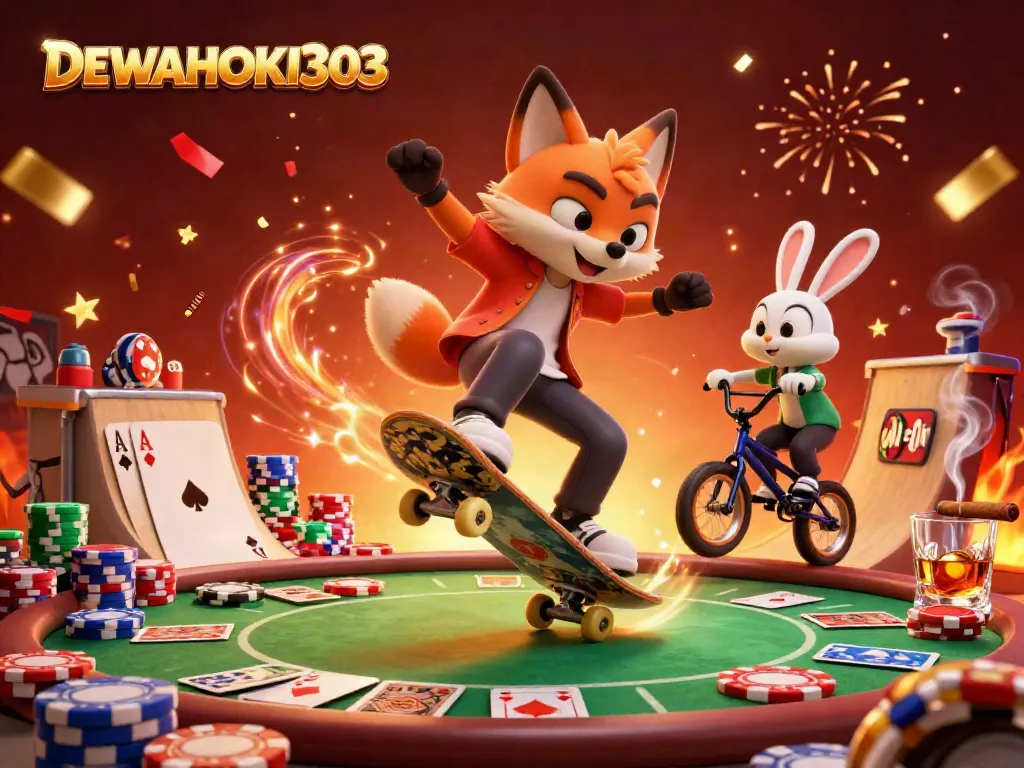 DEWAHOKI303 menghadirkan aksi seru dengan karakter kartun bermain slot yang mengagumkan dan suasana kasino yang semarak.