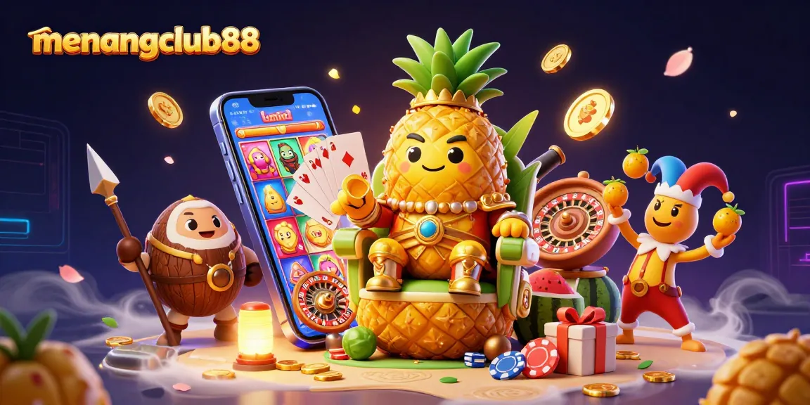 Experience winning moments with menangclub88 at our vibrant beach casino scene featuring lively characters and exciting games!