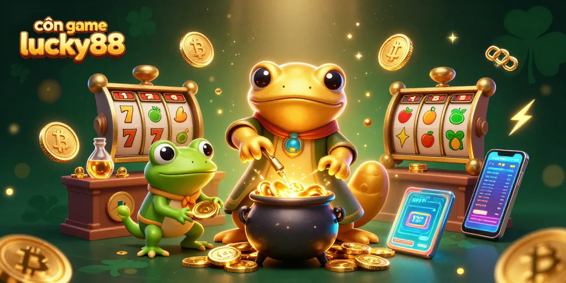 Catching jackpots with cổn game lucky88 surrounded by vibrant slot elements in an enchanting 3D scene.