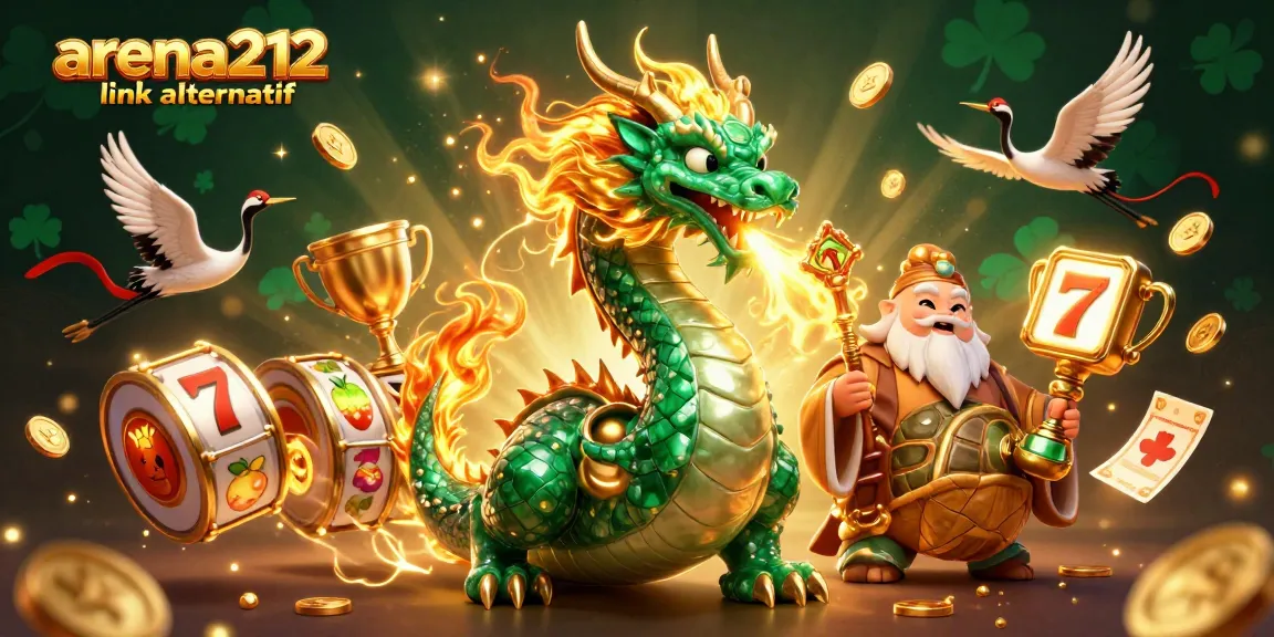 Mengakses arena212 link alternatif sambil menikmati slot dengan simbol keberuntungan, naga, dan suasana menarik di kasino.