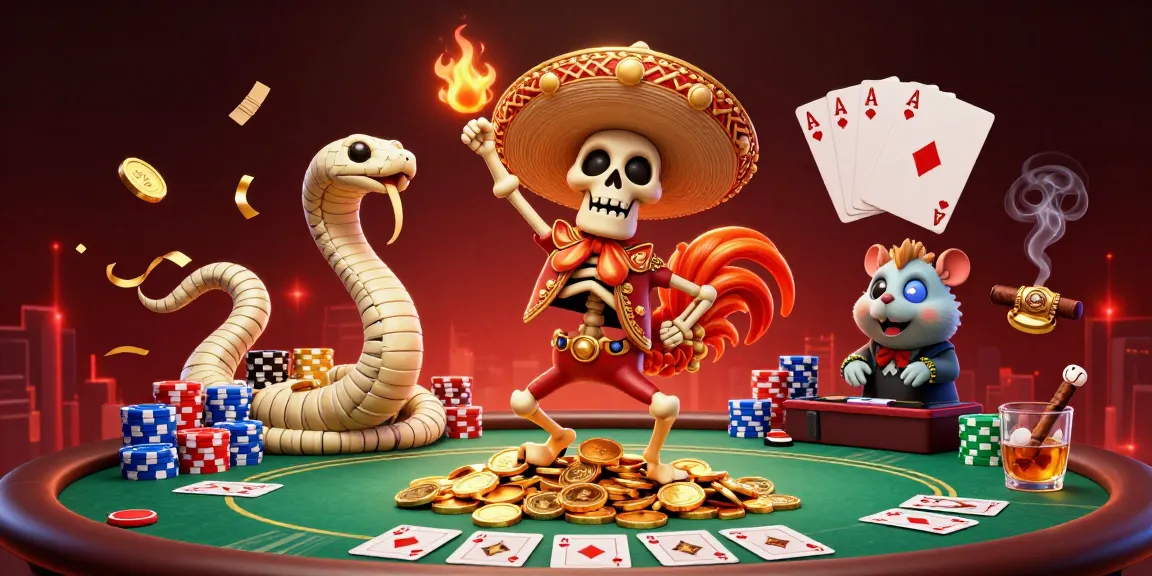 Celebrate winnings with Raja Game as festive characters engage in a vibrant gambling scene.