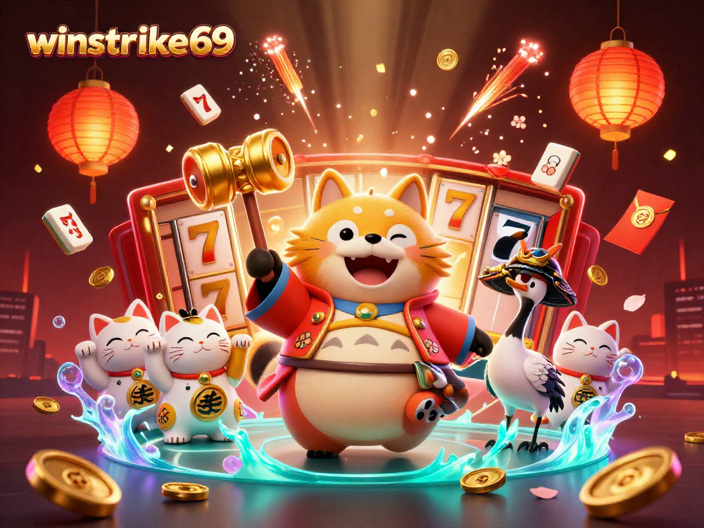 Winstrike69 brings a joyful casino atmosphere with vibrant characters and enticing elements.