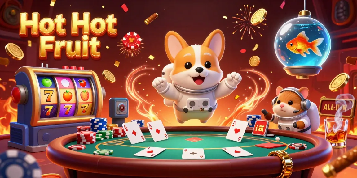 Experience the thrill of Hot Hot Fruit with our colorful 3D casino scene showcasing fruits and excitement.