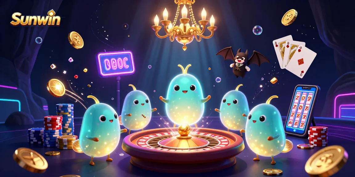 Experience thrilling gameplay at Sunwin with vibrant glowworms illuminating the casino atmosphere.