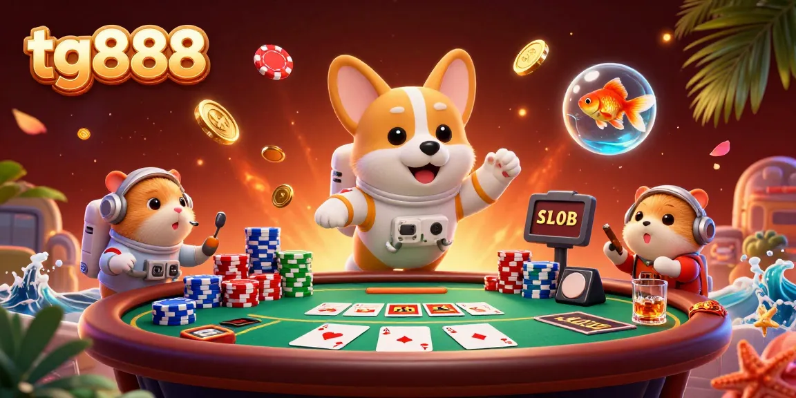 Experience thrilling gameplay with tg888's vibrant, interactive 3D casino scene showcasing exciting poker elements.
