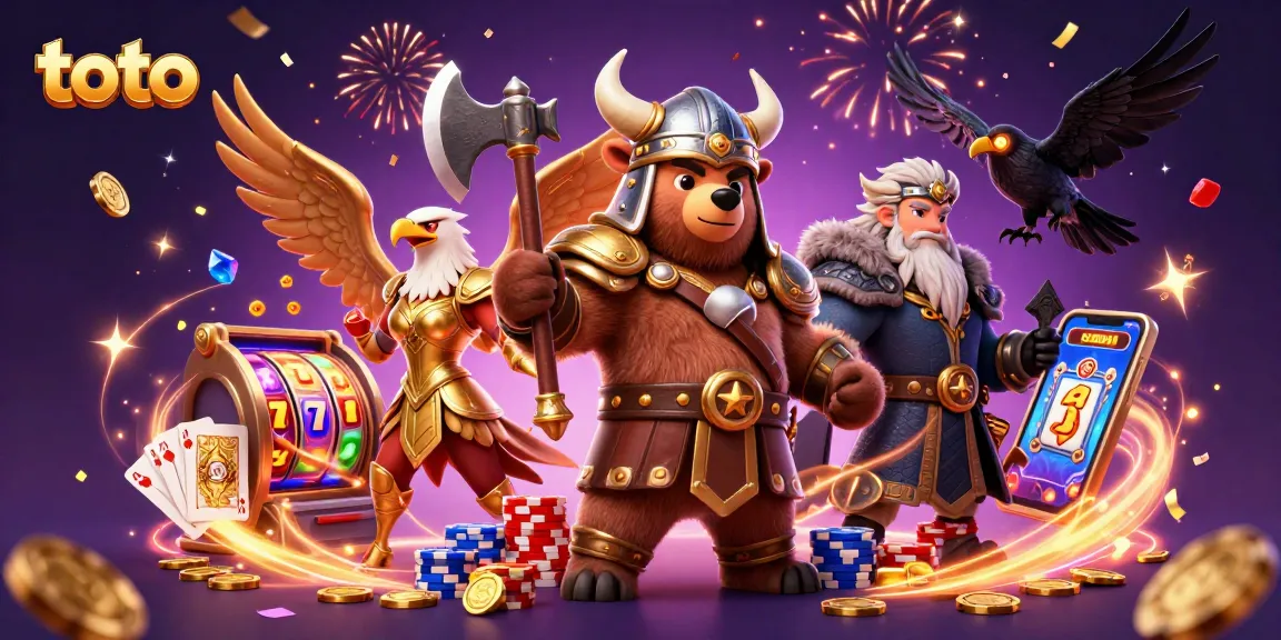 Engage with toto in this lively casino scene featuring vibrant characters and exciting game elements.