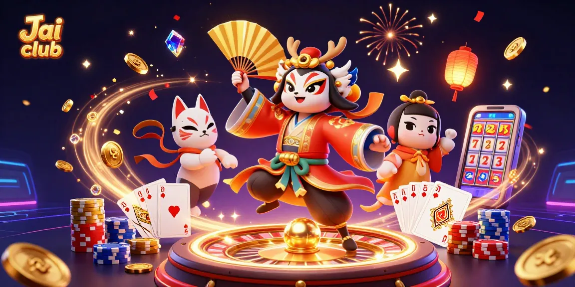 Experience the excitement of gambling at Jai club with vibrant characters and dynamic casino elements.