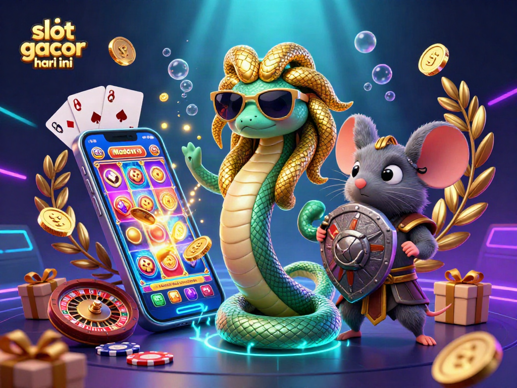 Experience thrilling wins like 'slot gacor hari ini' in this vibrant casino-themed illustration featuring Medusa.