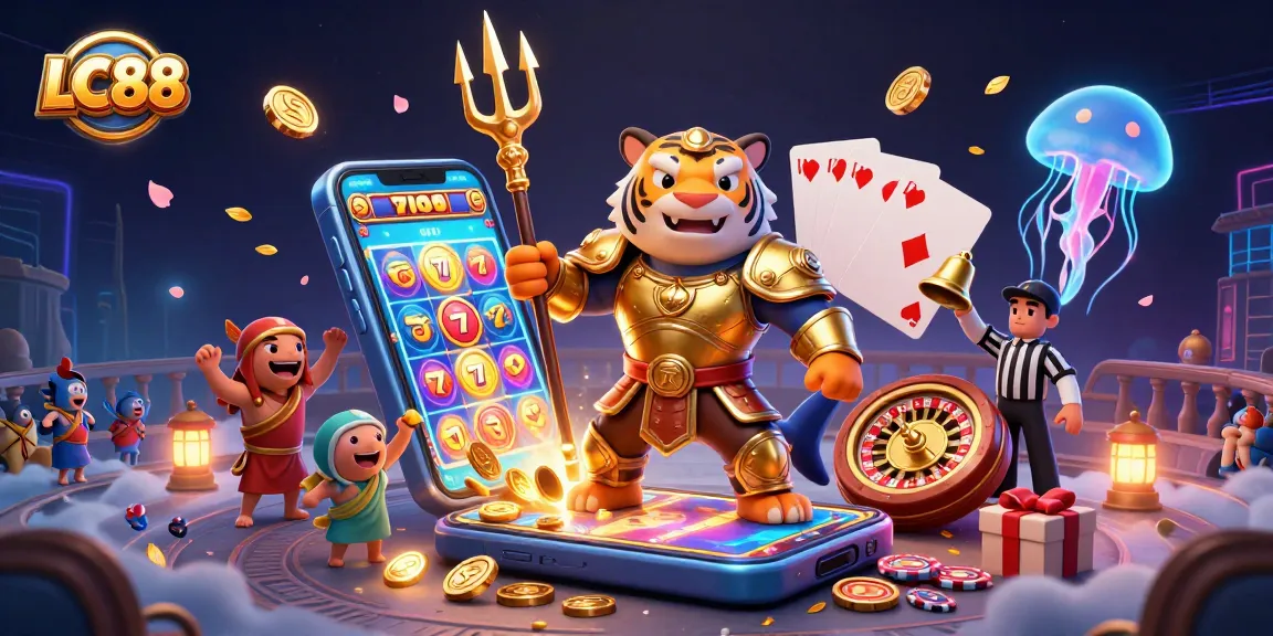 Engage in thrilling gaming action with LC88 as a fierce tiger shark leads the underwater casino adventure.