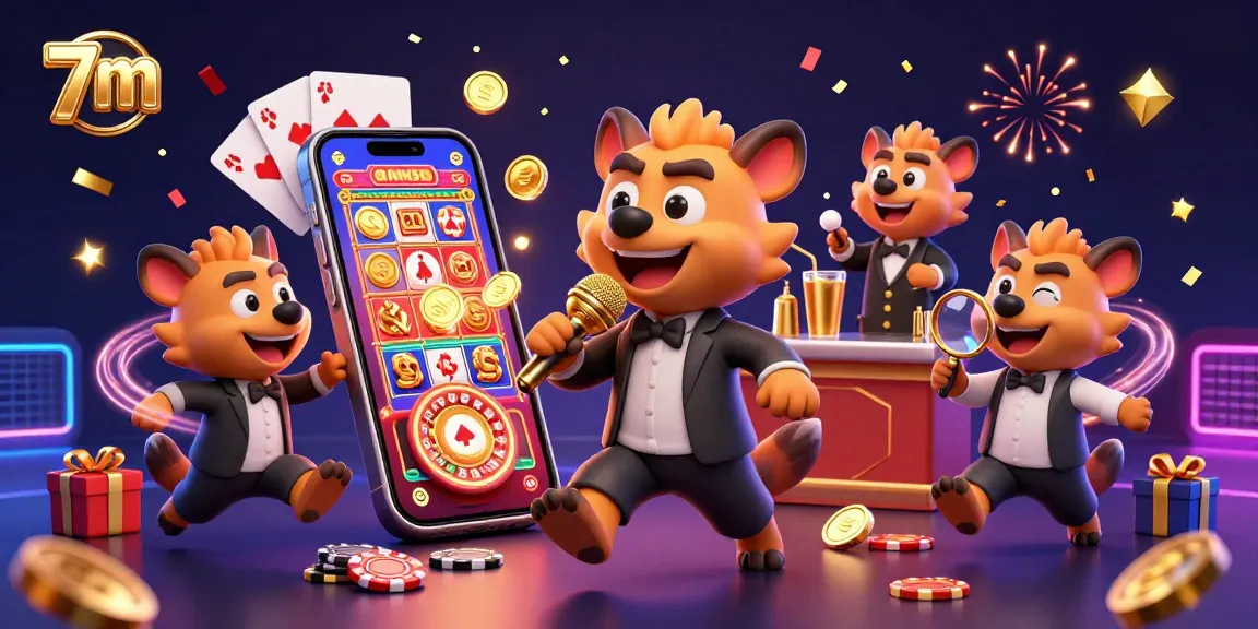 Experience exciting laughs at the 7m comedy casino with animated hyenas mixing drinks, telling jokes, and more.