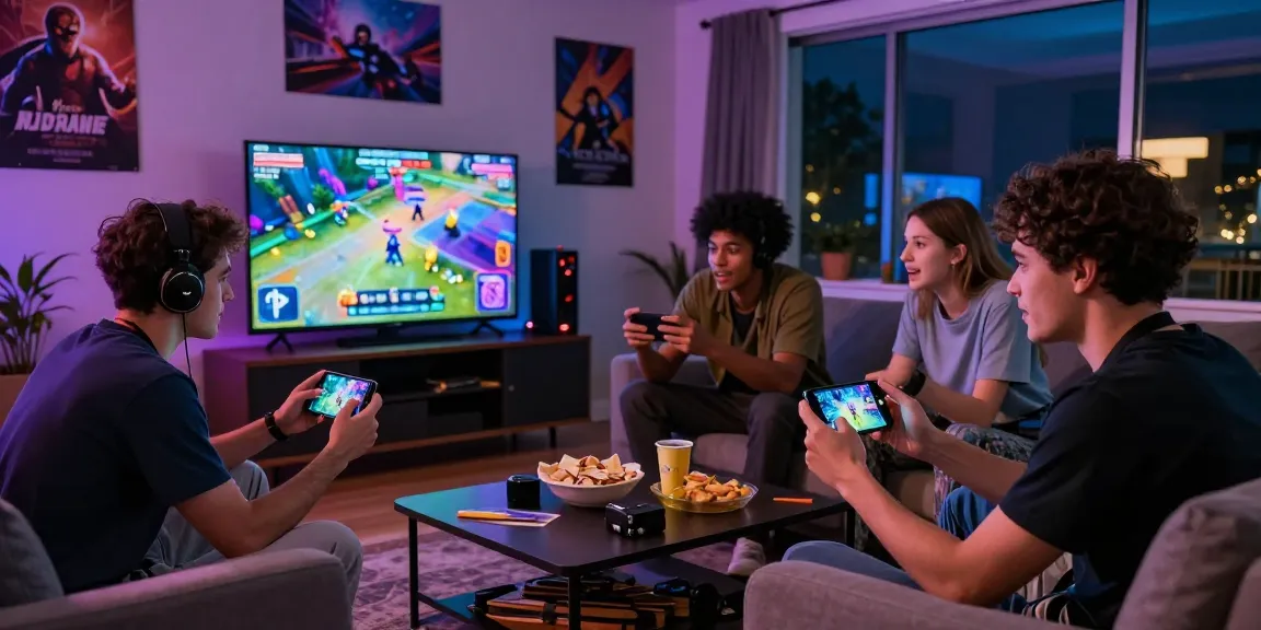 Group of friends enjoying y999-game in a cozy living room, highlighting a vibrant gaming atmosphere.